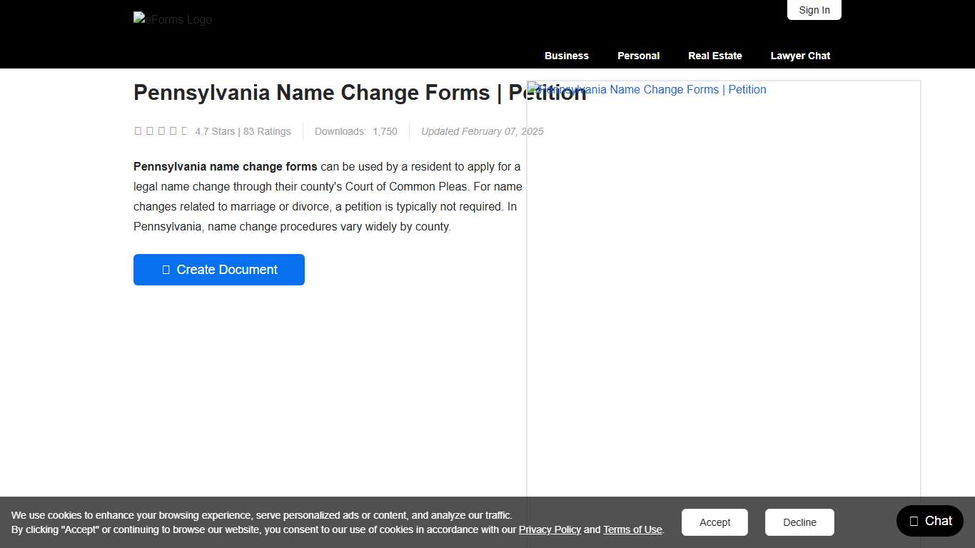 Free Pennsylvania Name Change Forms - PDF – eForms