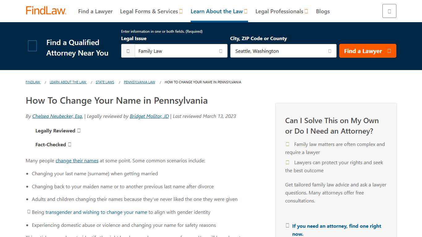 How To Change Your Name in Pennsylvania - FindLaw
